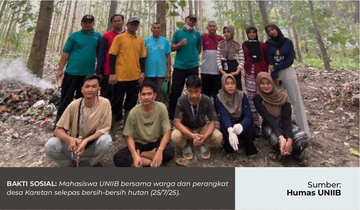 MAHASISWA KKN-PPM 19 KARETAN IKUTI KEGIATAN BERSIH-BERSIH HUTAN KARETAN BERSAMA PERANGKAT DESA DAN WARGA DESA KARETAN