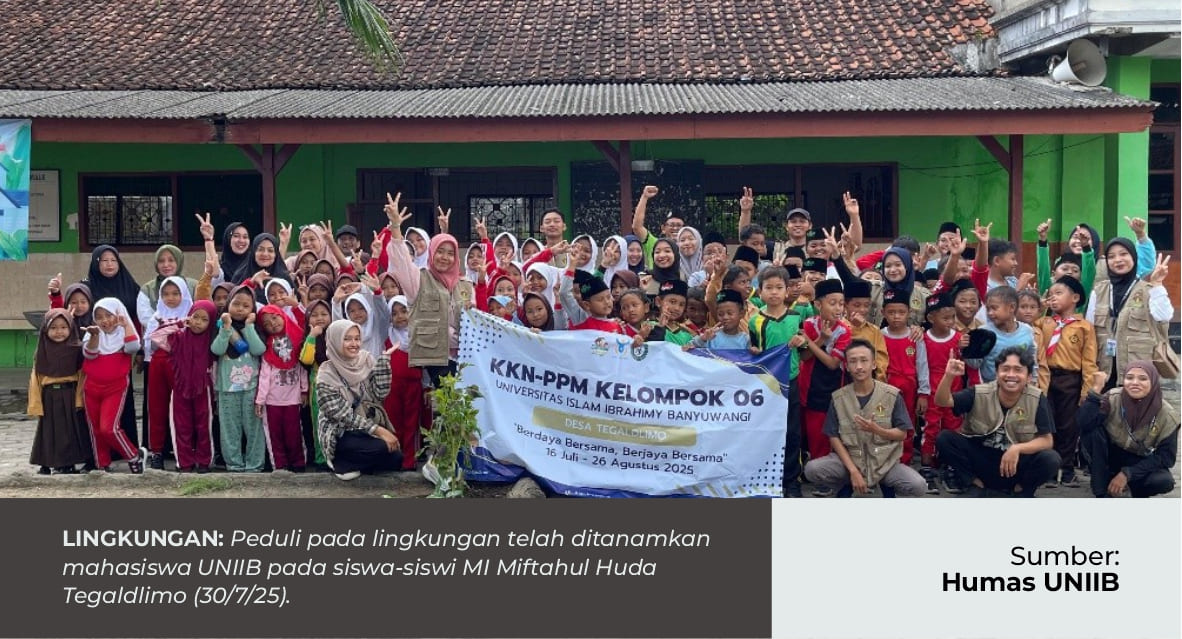 Mahasiswa PGMI dan Siswa MI Miftahul Huda Tegaldlimo Tunjukkan Kepedulian Terhadap Kebersihan Sekolah