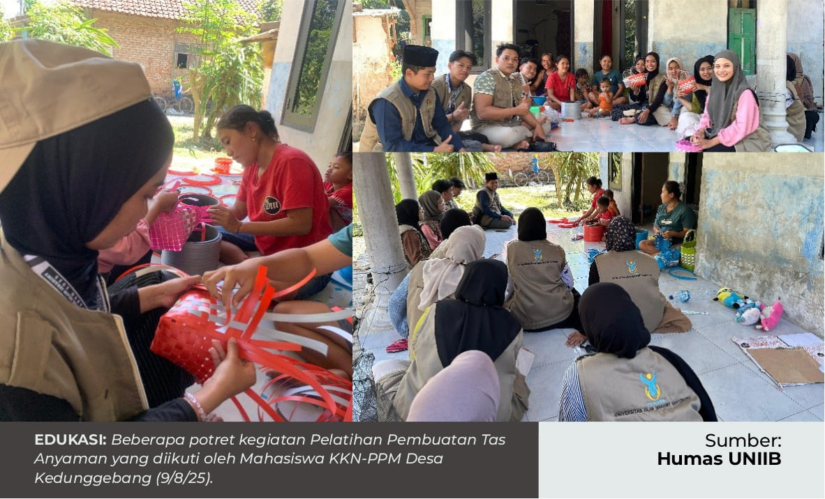 MAHASISWA KKN-PPM UNIIB AKTIF BERPARTISIPASI DALAM PELATIHAN PEMBUATAN TAS ANYAMAN DI DESA KEDUNGGEBANG