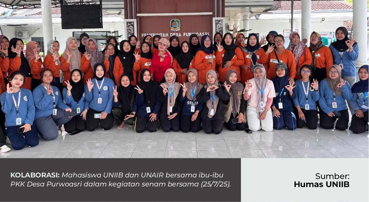 KOLABORASI MAHASISWA UNIIB DAN UNAIR DALAM SENAM BERSAMA PKK DESA PURWOASRI
