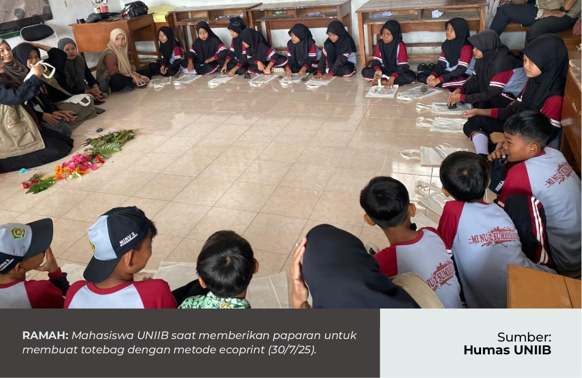 “GO GREEN, GO CREATIVE!” KKN-PPM 21 SUMBERASRI UNIIB AJARKAN SISWA MI NU 2 SUMBERASRI PILAH SAMPAH DAN BERKREASI DENGAN ECOPRINT