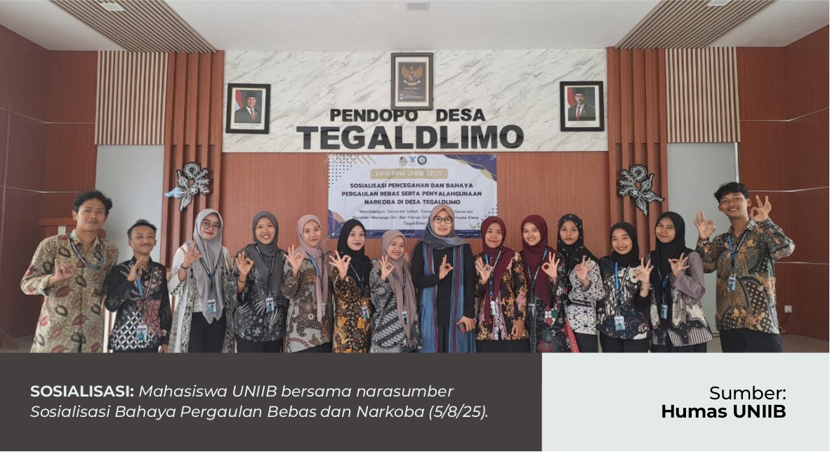 BANGUN KESADARAN BAHAYA PERGAULAN BEBAS DAN NARKOBA PADA REMAJA, MAHASISWA KKN-PPM UNIIB SOSIALISASI DI DESA TEGALDLIMO