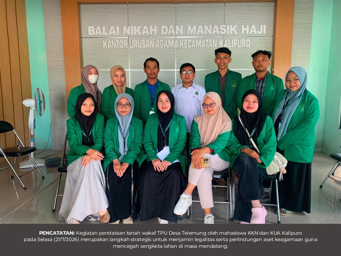 TERTIB ADMINISTRASI ASET KEAGAMAAN: MAHASISWA DAN KUA KALIPURO LAKUKAN PENDATAAN TANAH WAKAF TPU DESA TELEMUNG