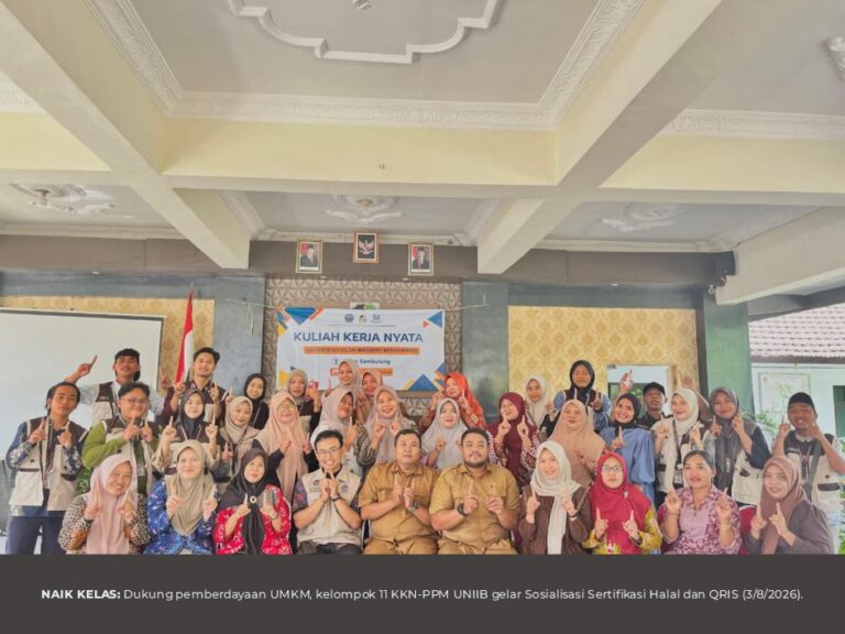 Dukung Pemberdayaan UMKM, Kelompok 11 KKN-PPM UNIIB Gelar Sosialisasi Sertifikasi Halal dan QRIS