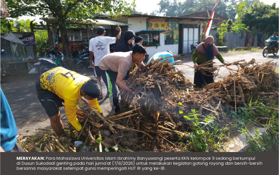 Sambut HUT RI Ke-81, Kelompok 9 UNIIB Gelar Aksi Bersih Desa Bersama Warga Sukodadi