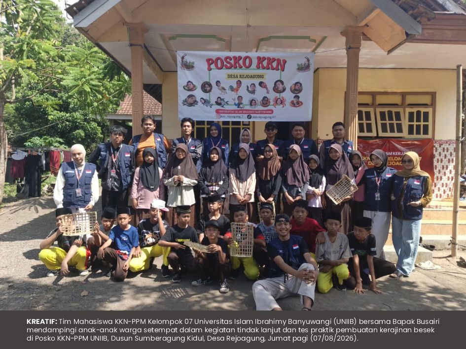 Tindak Lanjut Edukasi Budaya, Anak-Anak Desa Rejoagung Sukses Bikin Besek Mandiri Barsama KKN-PPM Kelompok 07 UNIIB