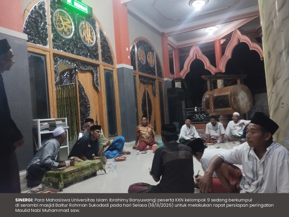 Persiapkan Peringatan Maulid Nabi, Panitia Gelar Rapat Bersama KKN Kelompok 9 Universitas Islam Ibrahimy di Masjid Baitur Rohman
